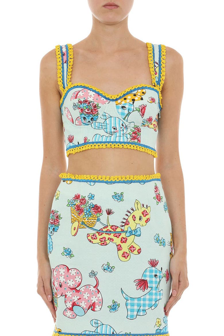 Calico Animals Bustier Top, Main, color, FANTASY PRINT LIGHT BLUE