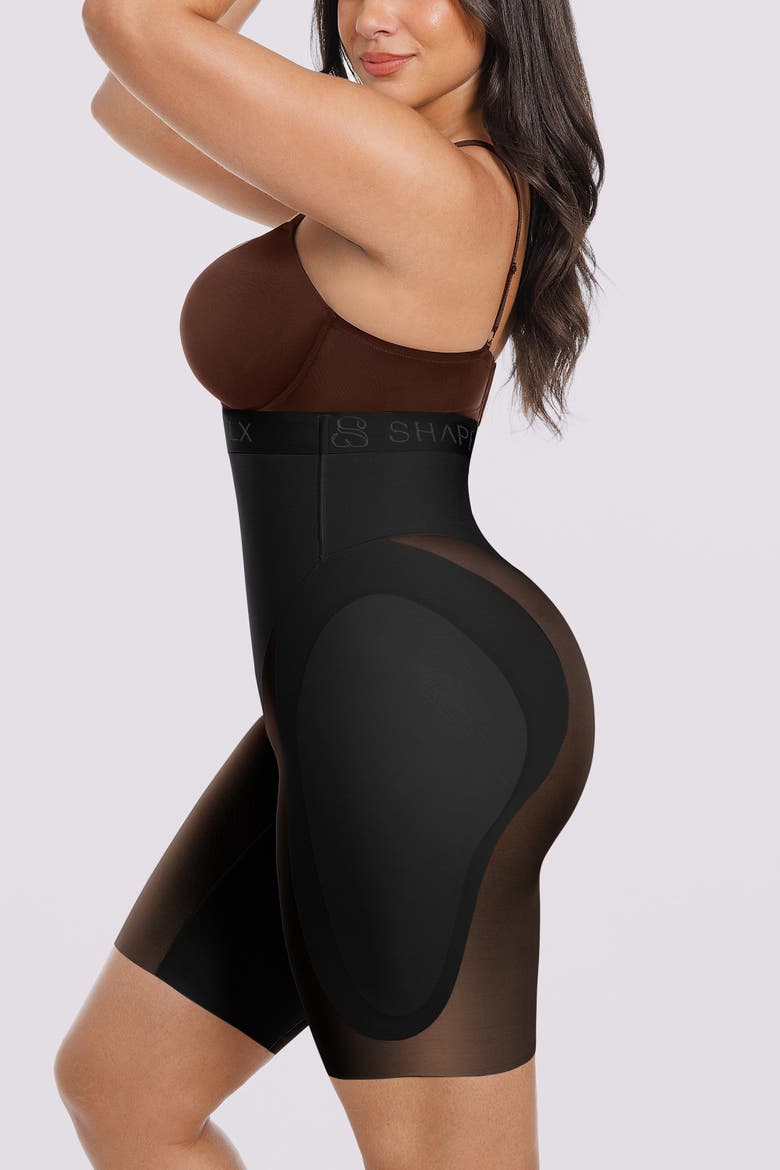 Hip Enhancer Padded High Waist Body Shaper Shorts, Alternate, color, Black
