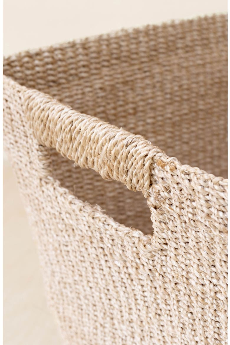 Tapered Square Floor Basket with Cutout Handles, Alternate, color, Natural