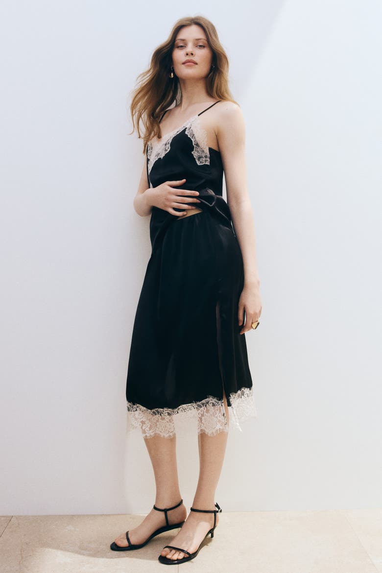 Lace-trimmed Skirt, Alternate, color, Black