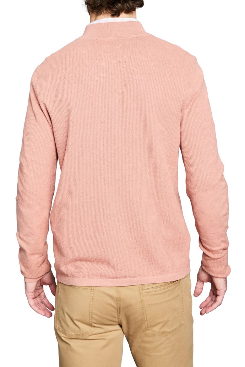 Fine Guage Texture Cotton Blend Quarter Zip Sweater, Alternate, color, SALMON