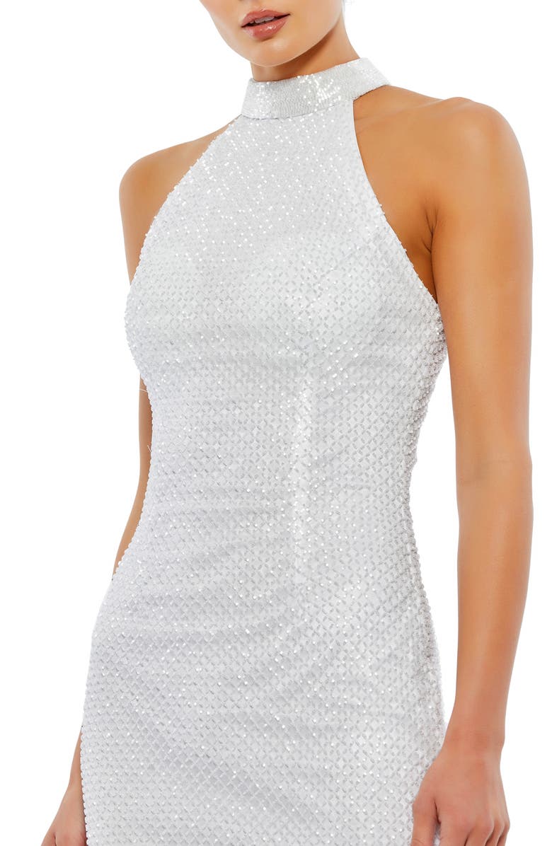 Ieena for Mac Duggal Beaded Halter Neck Sheath Dress, Alternate, color,