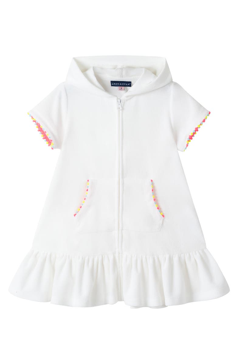 Andy & Evan Kids' Hooded Cover-Up Dress, Main, color, White
