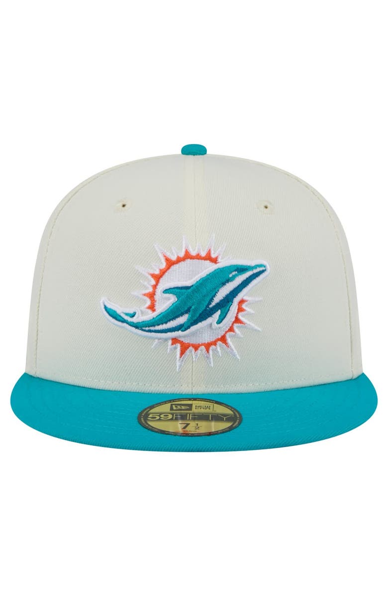 New Era Men's New Era  White/Aqua Miami Dolphins Main 59FIFTY Fitted Hat, Alternate, color, 