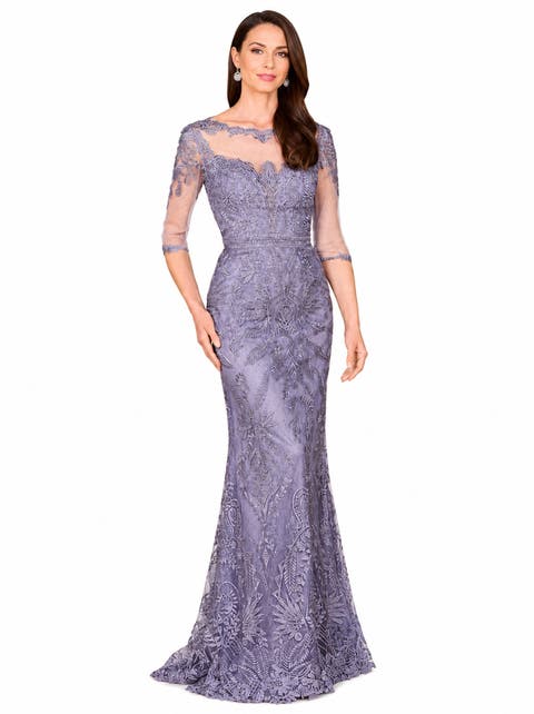 Beaded Faux-Wrap V-Neck Bridal Gown