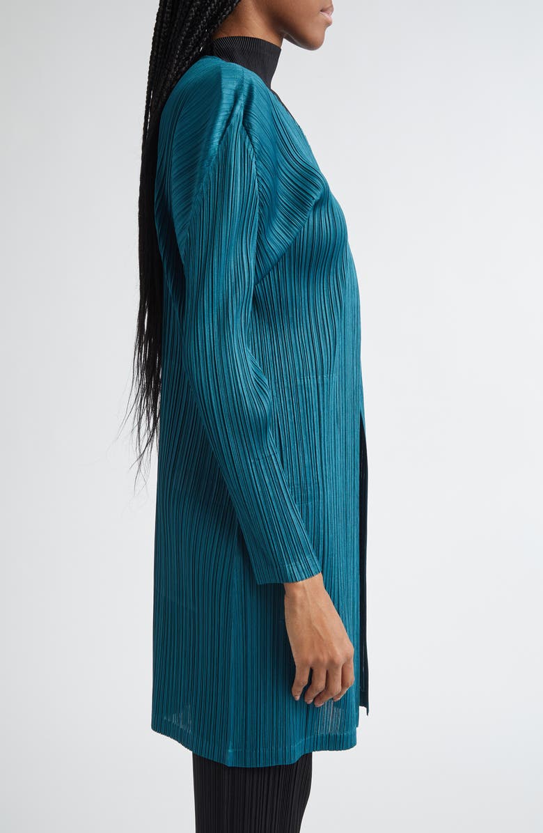 Pleats Please Issey Miyake Monthly Colors January Pleated Cardigan, Alternate, color, Blue Green