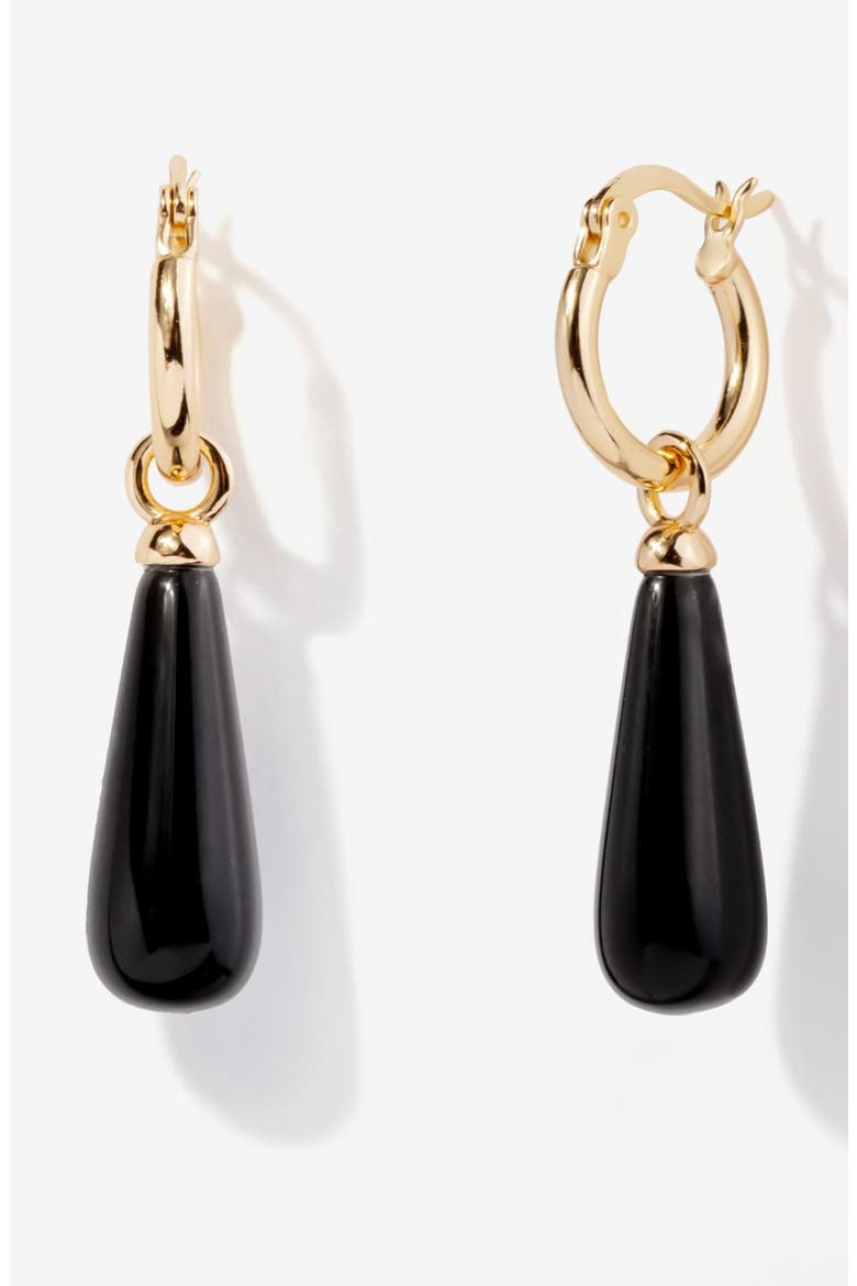 Belle Black Obsidian Hoops, Main, color, Black Obsidian