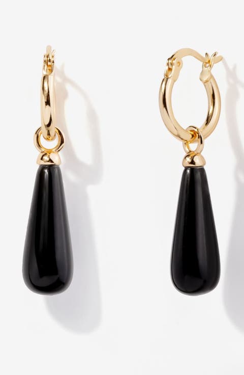 Belle Black Obsidian Hoops