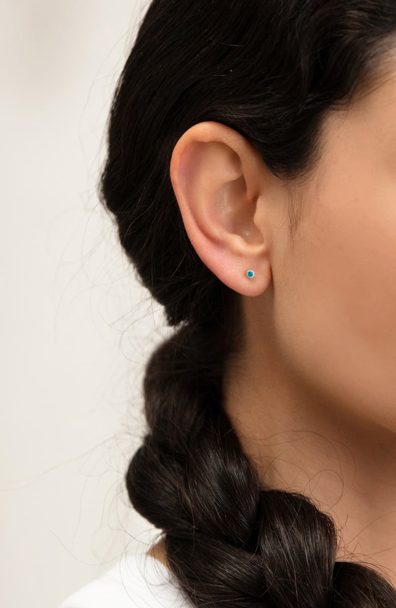 Monica Vinader Mini Turquoise Single Labret Stud, Alternate, color, White Gold