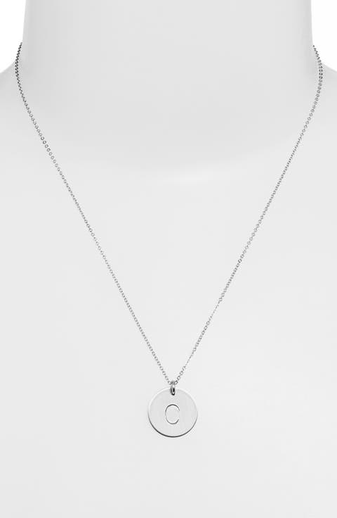 Sterling Silver Initial Disc Necklace