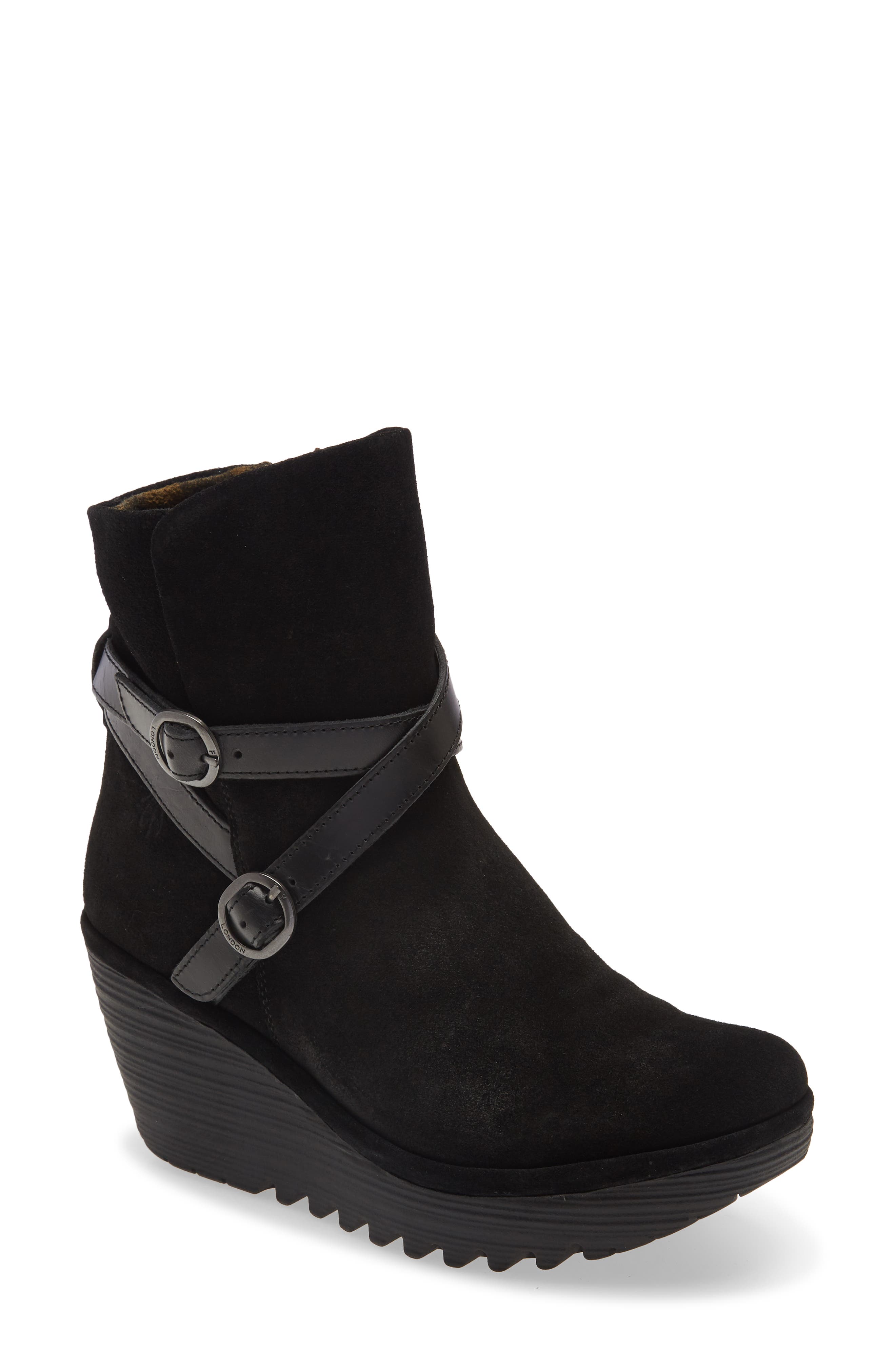 Fly London Yemo Buckle Wedge Boot, Main, color, 