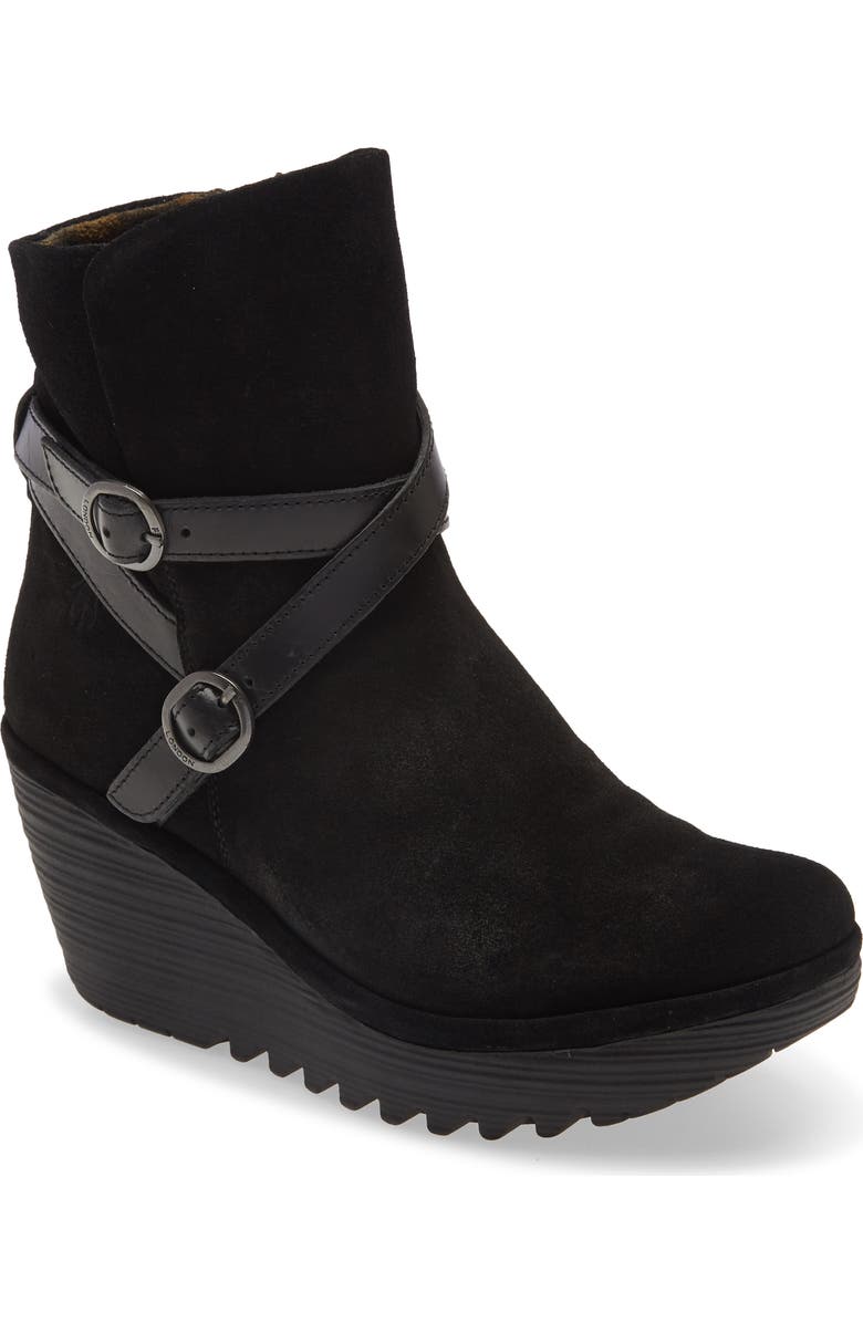 Fly London Yemo Buckle Wedge Boot, Main, color,