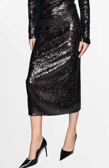 MANGO Sequin Midi Skirt