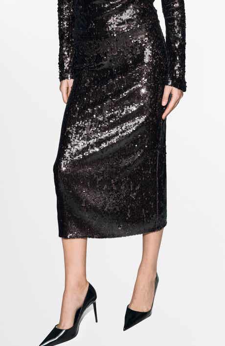 MANGO Sequin Midi Skirt
