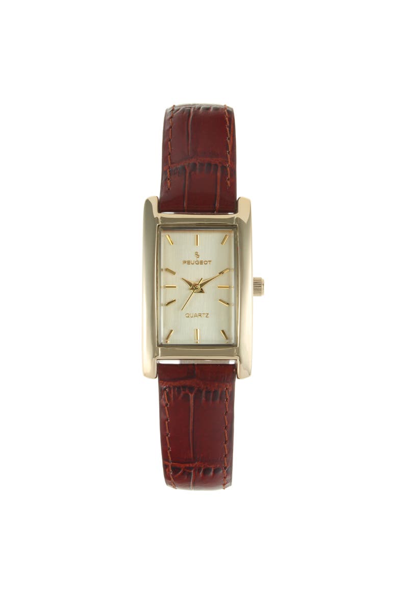 Classic Rectangular Leather Watch- 34x20MM, Main, color, Brown