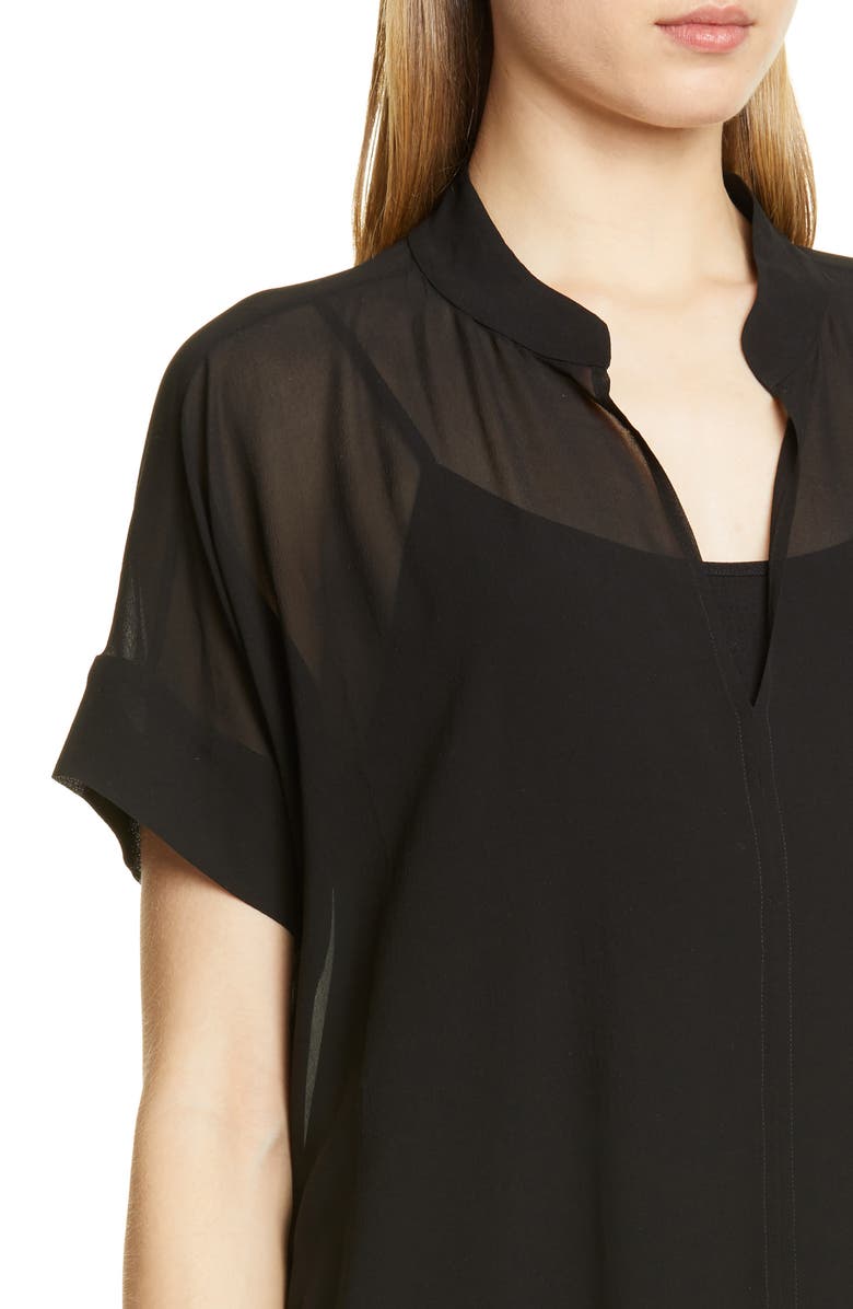 Eileen Fisher Sheer Overlay Silk Dress, Alternate, color, 