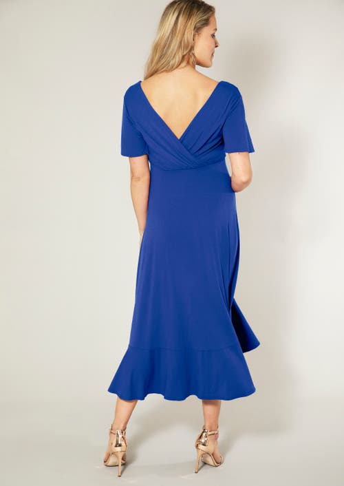 Tiffany Rose Maternity Waterfall Midi Maternity Dress In Blue