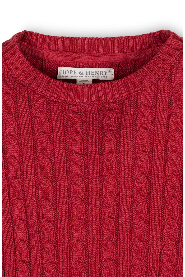 Kids' Organic Cable Crewneck Pullover Sweater, Alternate, color, Red Cable