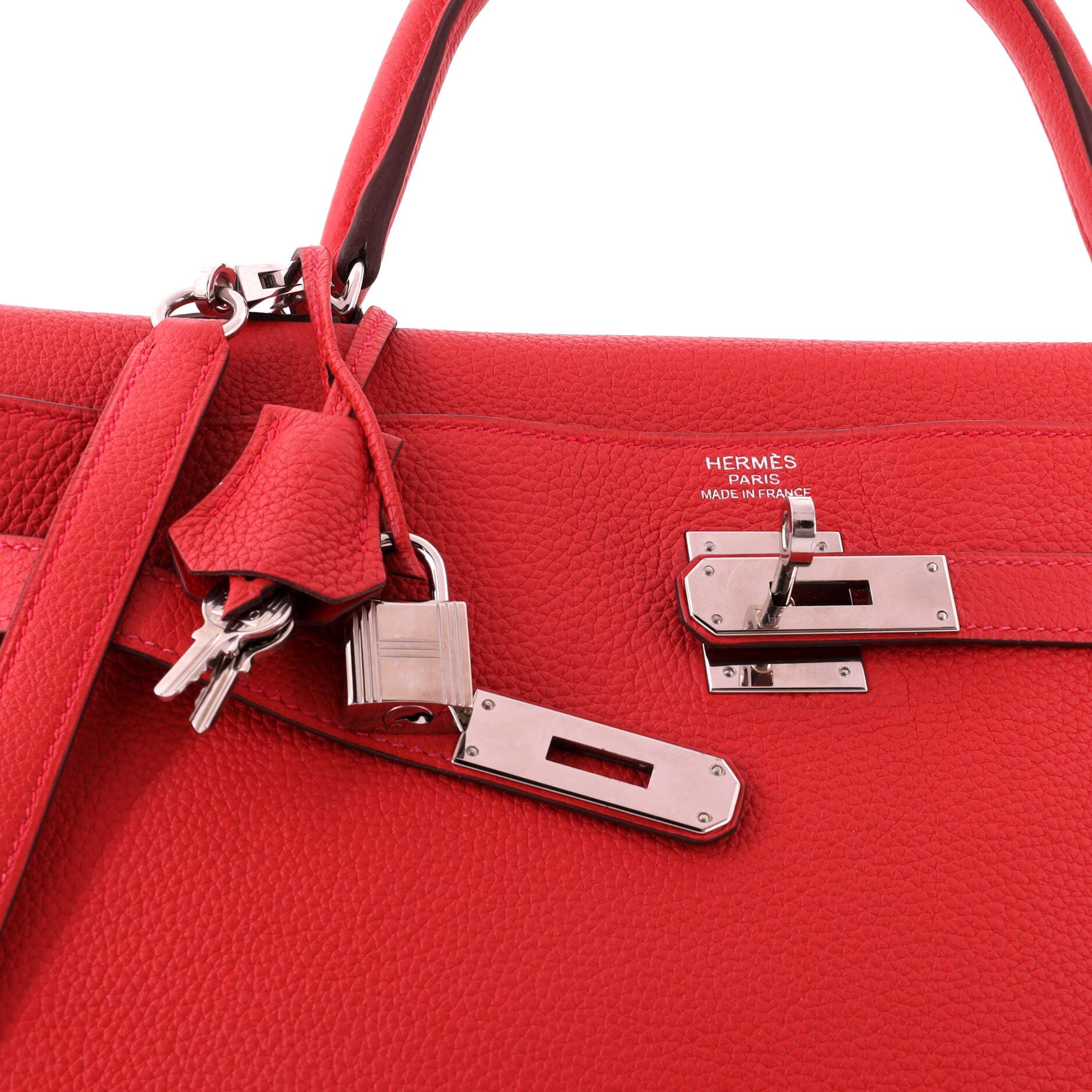 Pre-Owned Hermes Kelly Handbag Red Togo with Palladium Hardware 35, Alternate, color, Geranium