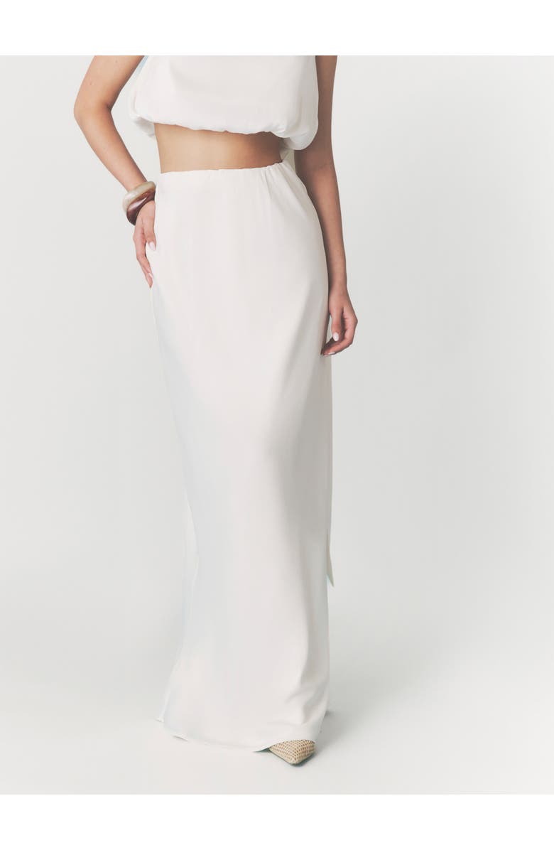 Six Stories Solene Satin Bias Cut Maxi Skirt, Main, color, Cream