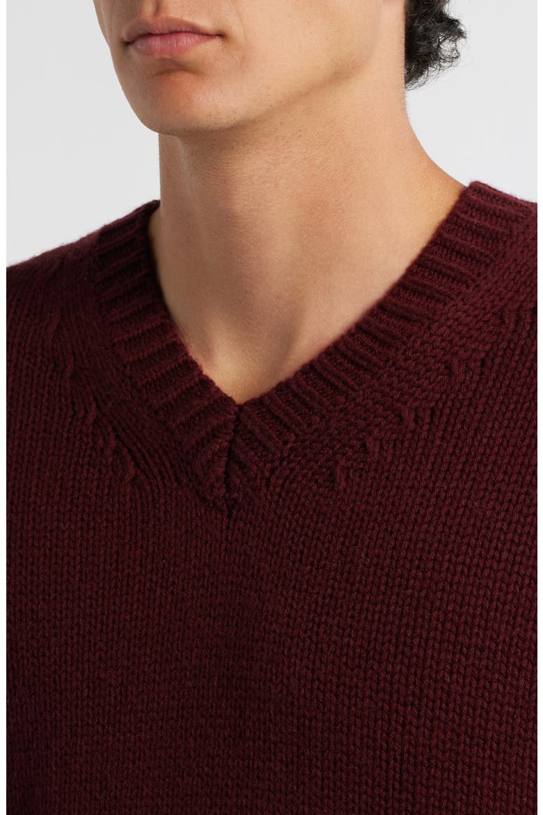 Oversize Wool & Cashmere Crewneck Sweater, Alternate, color, BURGUNDY