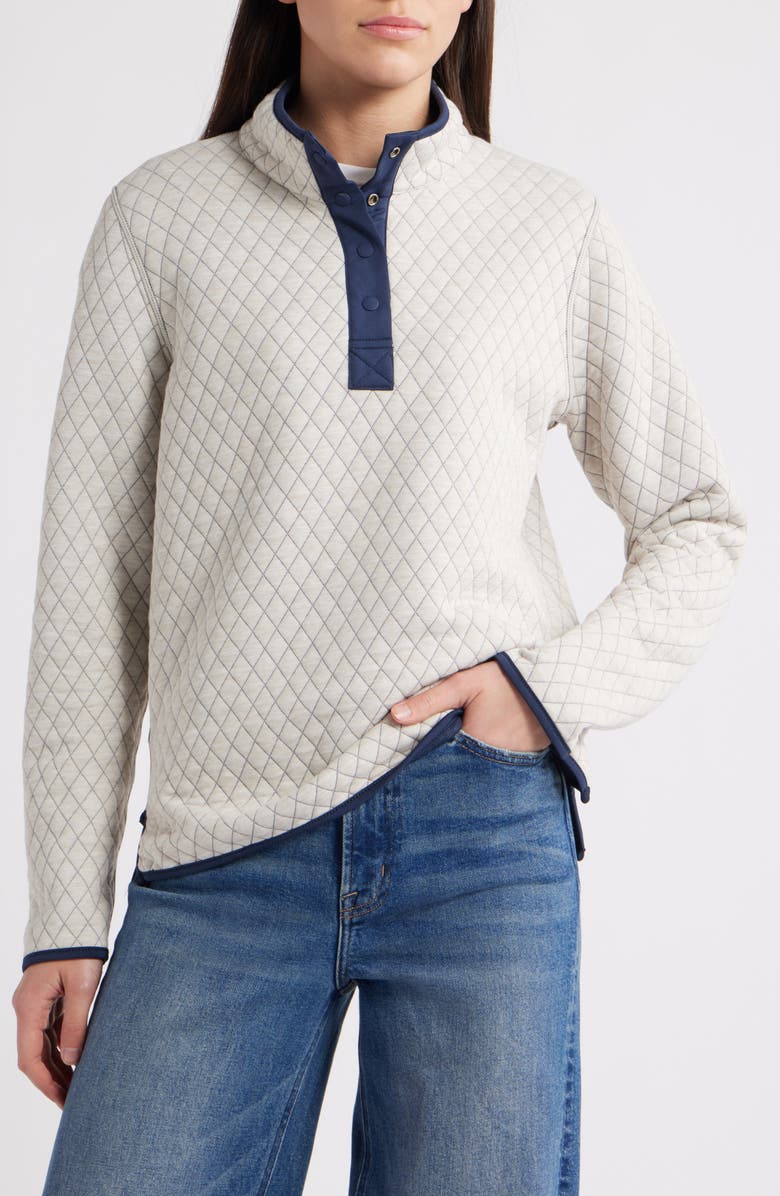 Marine Layer Corbet Quilted Reversible Pullover, Alternate, color, Navy/ Oat