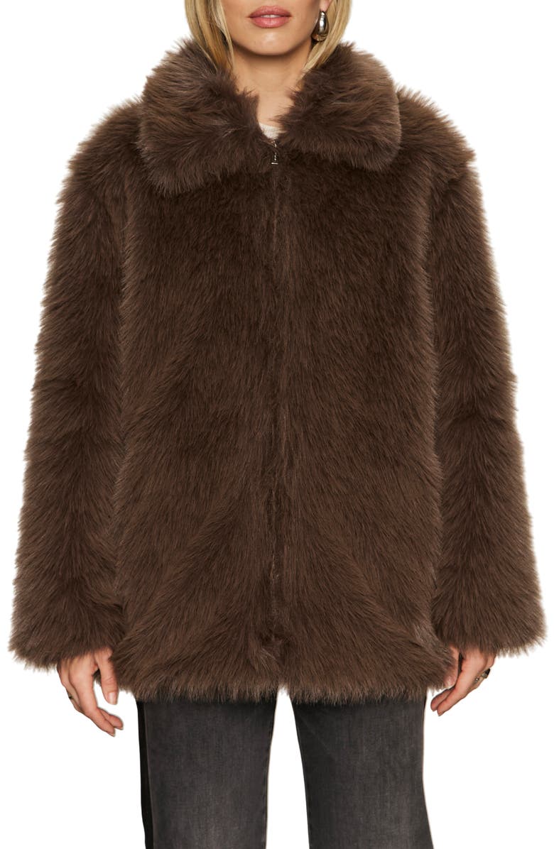 Sanctuary Carmen Faux Fur Coat, Main, color, Morel