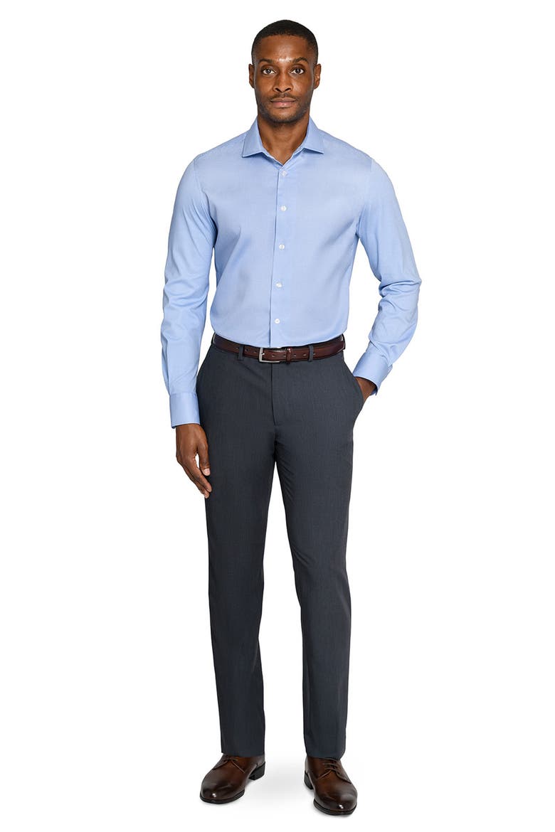 Slim Fit Micro Geo Print Reworked Cotton Dress Shirt, Alternate, color, WHITE/ BLUE