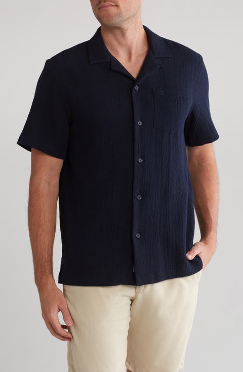 Cotton Gauze Short Sleeve Button-Up Camp Shirt