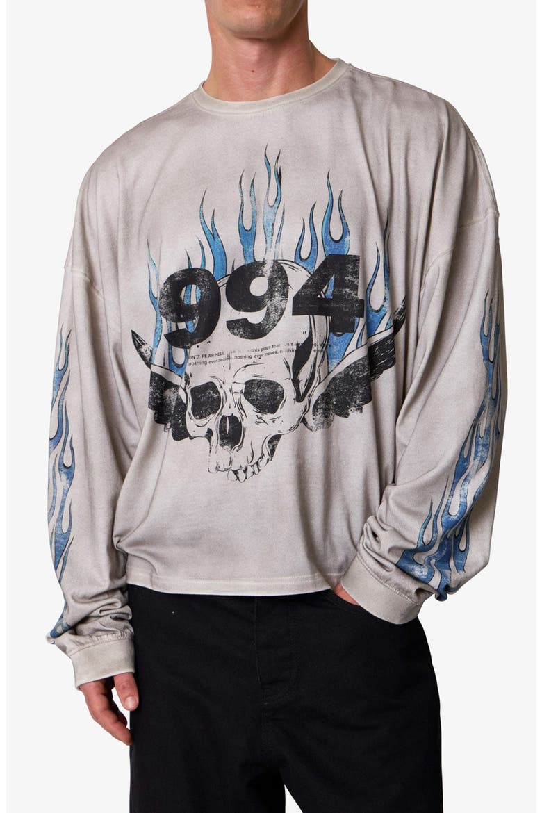 Skull Wings Long Sleeve Cotton Graphic T-Shirt, Alternate, color, WHITE