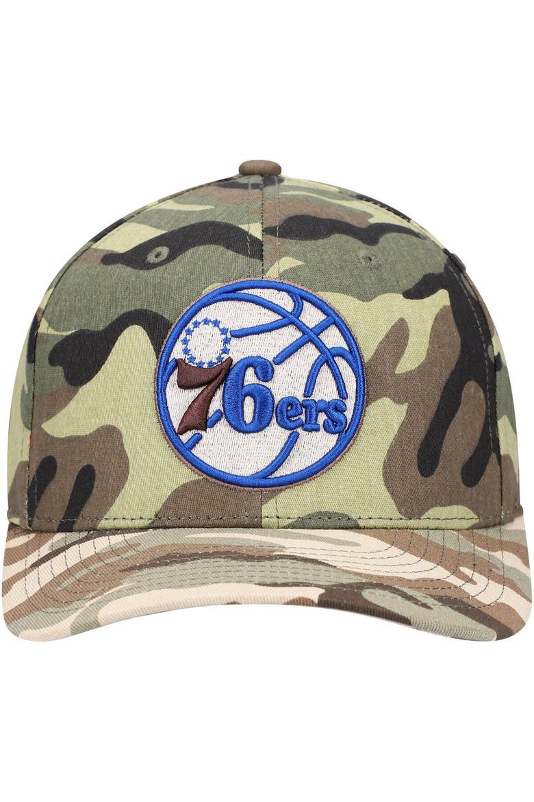 Men's Mitchell & Ness Camo Philadelphia 76ers Woodland Desert Snapback Hat, Alternate, color, Camo