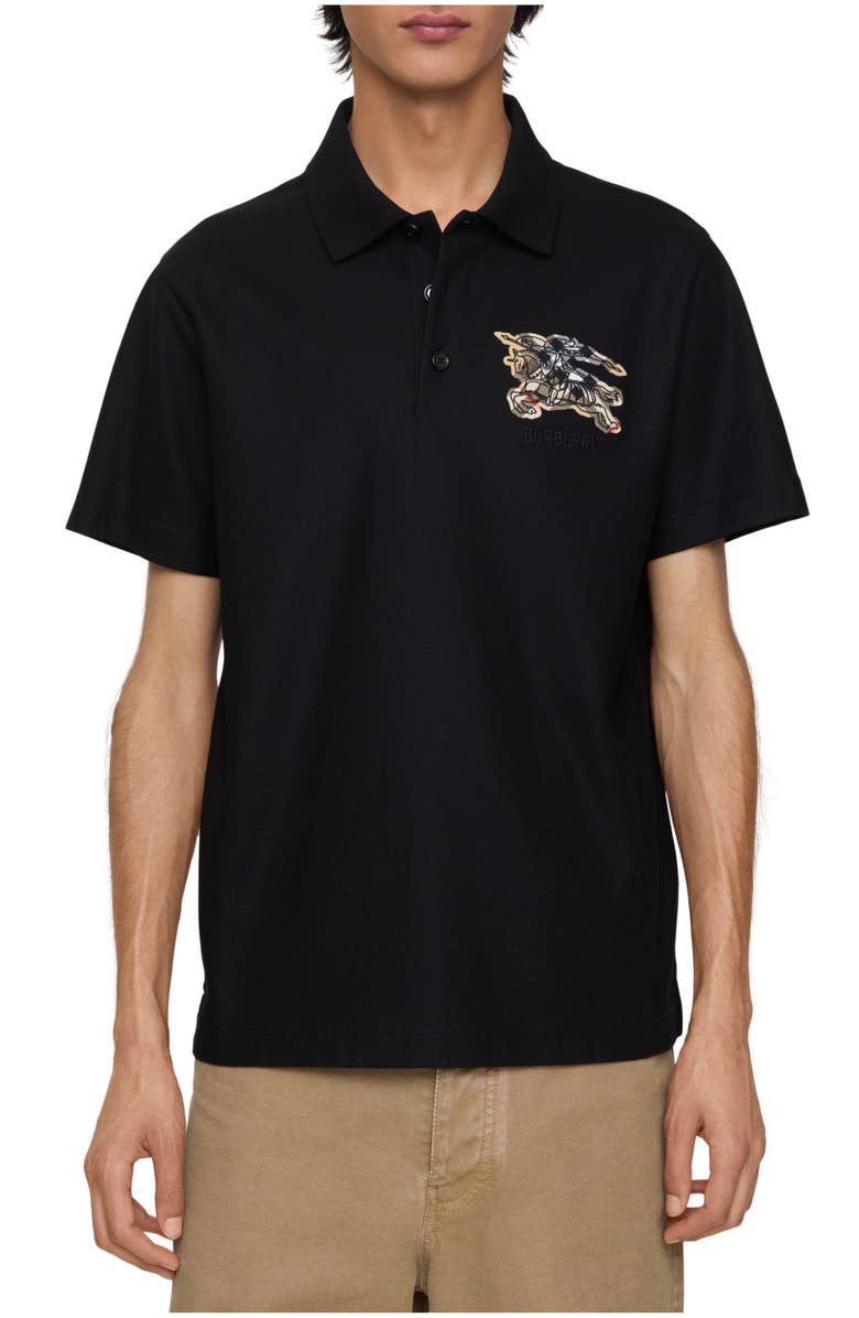 Burberry EKD Check Cotton Polo Shirt, Main, color, Black