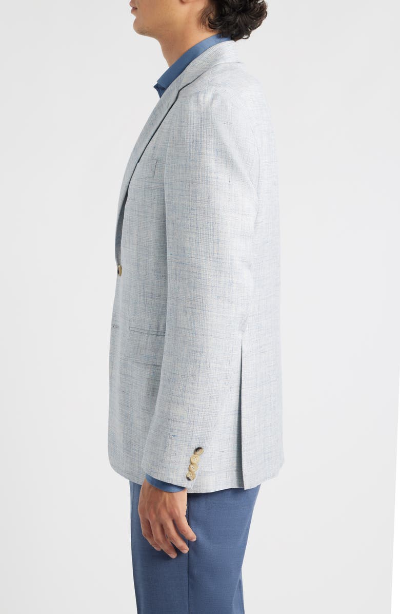 Canali Kei Trim Fit Light Blue Mélange Wool & Silk Blend Sport Coat, Alternate, color, Light Blue