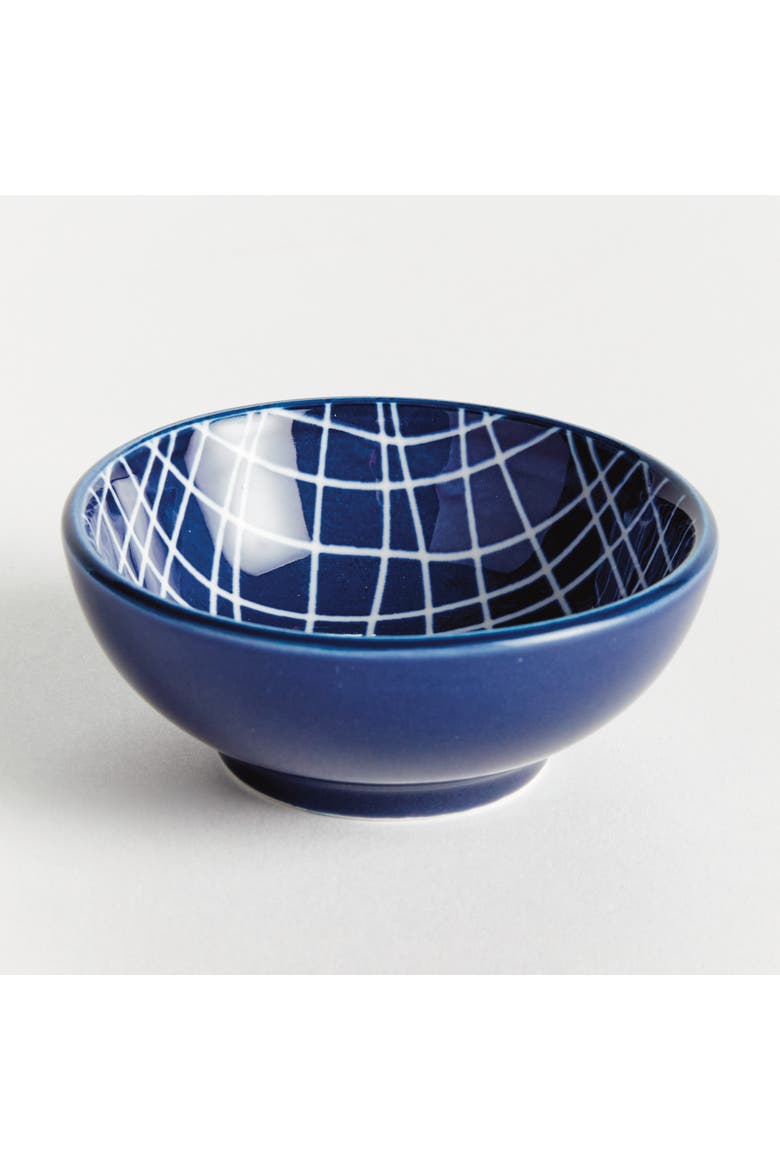 Stria Weaves Dip Bowls, Set of 6 - Dark Blue/White, Ceramic, Alternate, color, Blue
