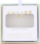 ARGENTO VIVO Set of 3 Stud & Huggie Hoop Drop Earrings