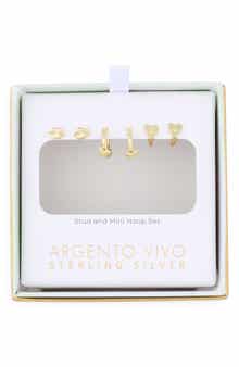 ARGENTO VIVO Set of 3 Stud & Huggie Hoop Drop Earrings