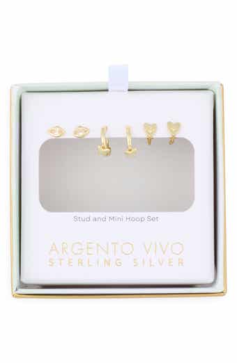Set of 3 Stud & Huggie Hoop Drop Earrings