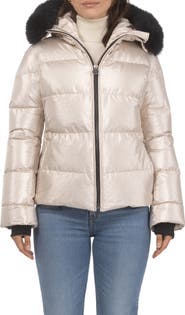 GORSKI Apres-Ski Short Bomber Jacket with Detachable Genuine Shearling Hood Trim