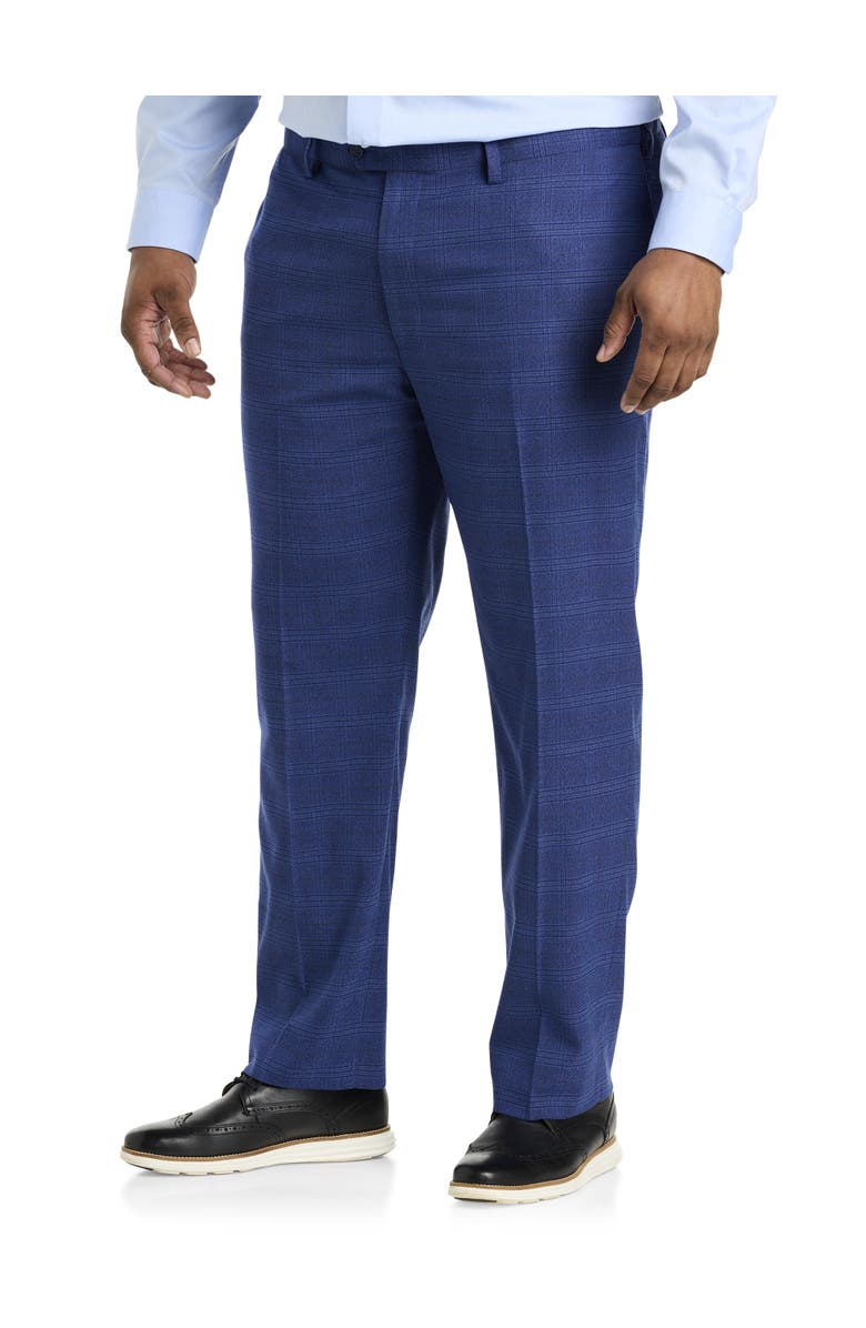 Oak Hill by DXL Big
Tall Waist-Relaxer Plaid Dress Pants, Main, color, Navy