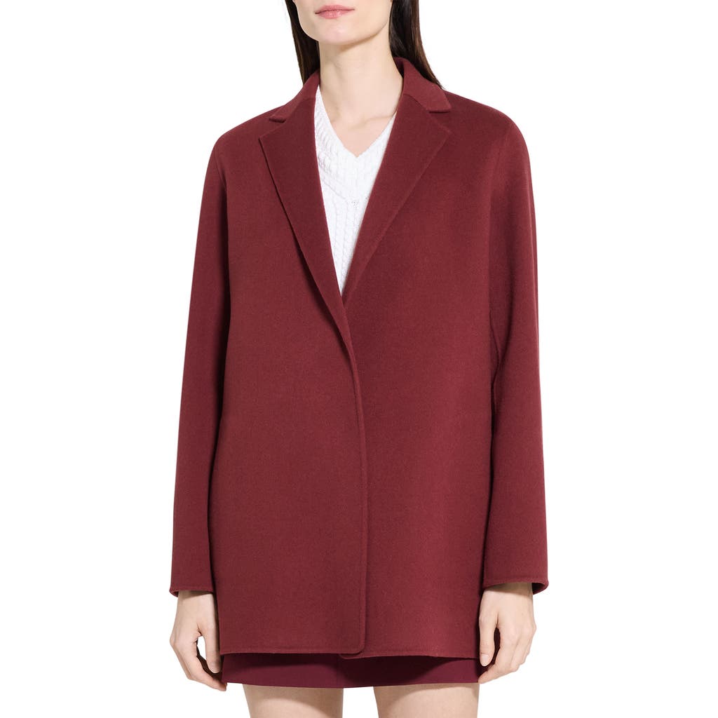 Theory New Divide Double-face Wool Blazer In Burgundy