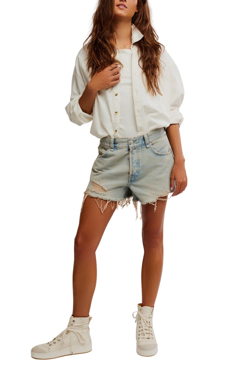 Free People Now or Never Denim Shorts, Alternate, color, Well Worn