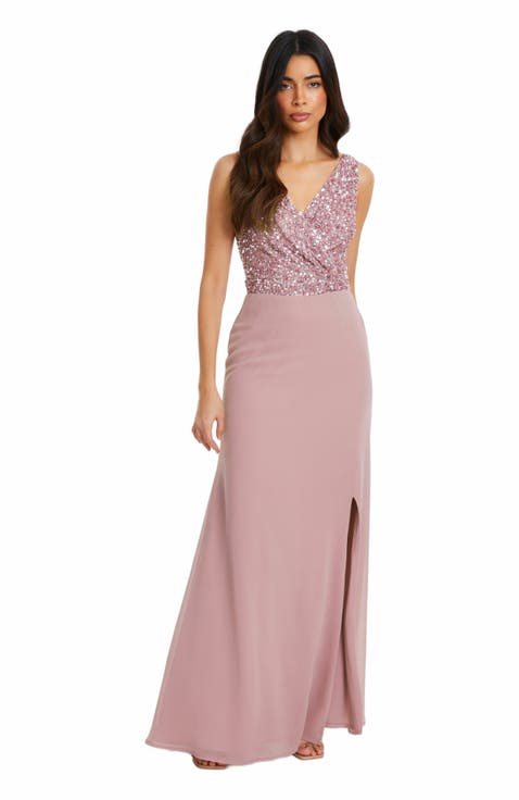 Chiffon Embellished Wrap maxi Dress