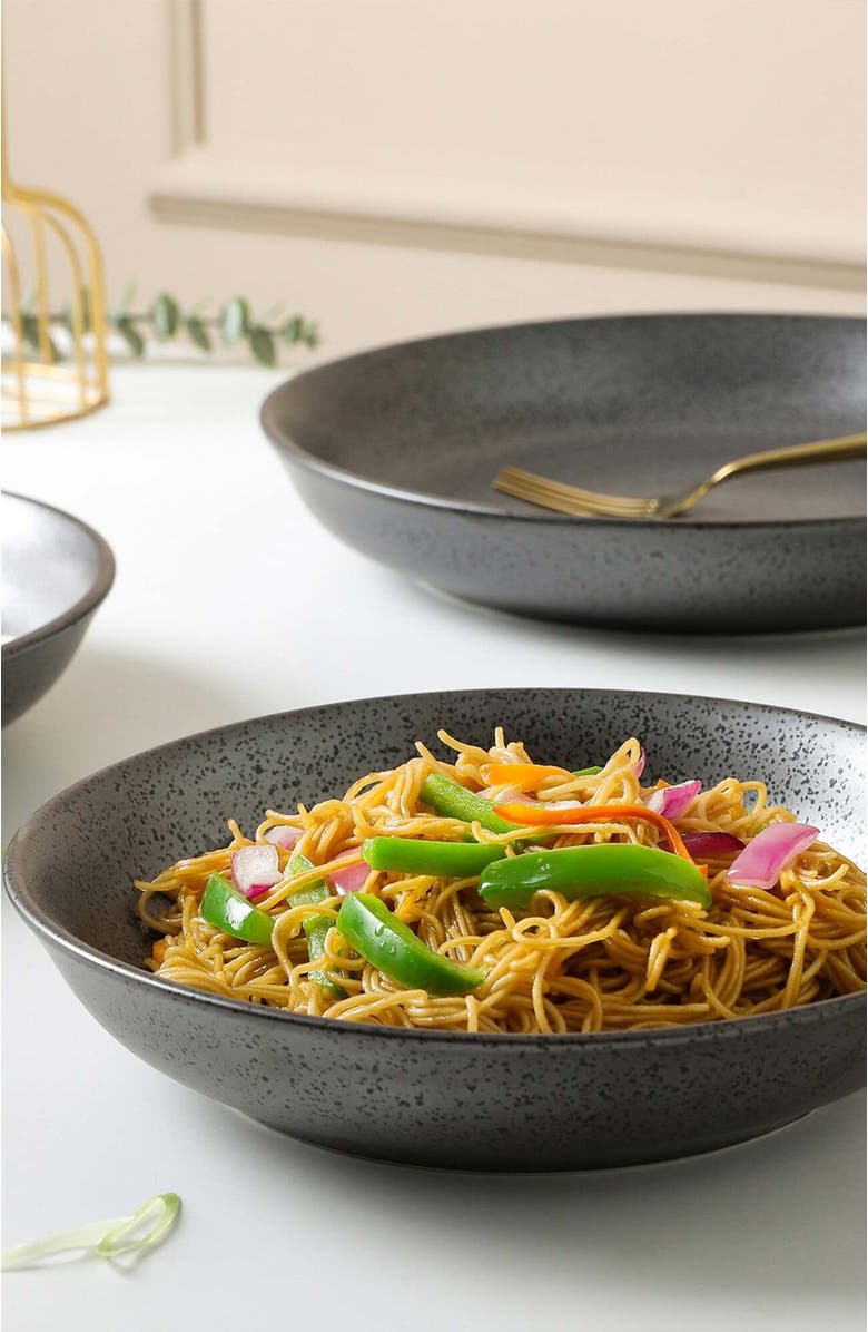 Stone Lain Valencia Porcelain 3-Piece Serving Bowl Set, Alternate, color, Metallic Grey