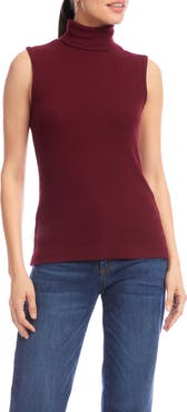 Karen Kane Turtleneck Rib Sleeveless Top
