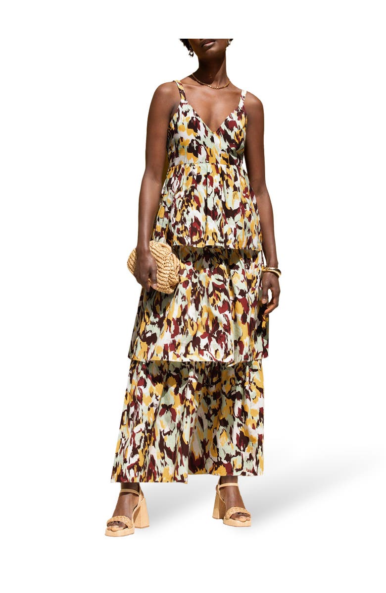 Ro&Zo Confetti Printed Tiered Dress, Alternate, color, Pink