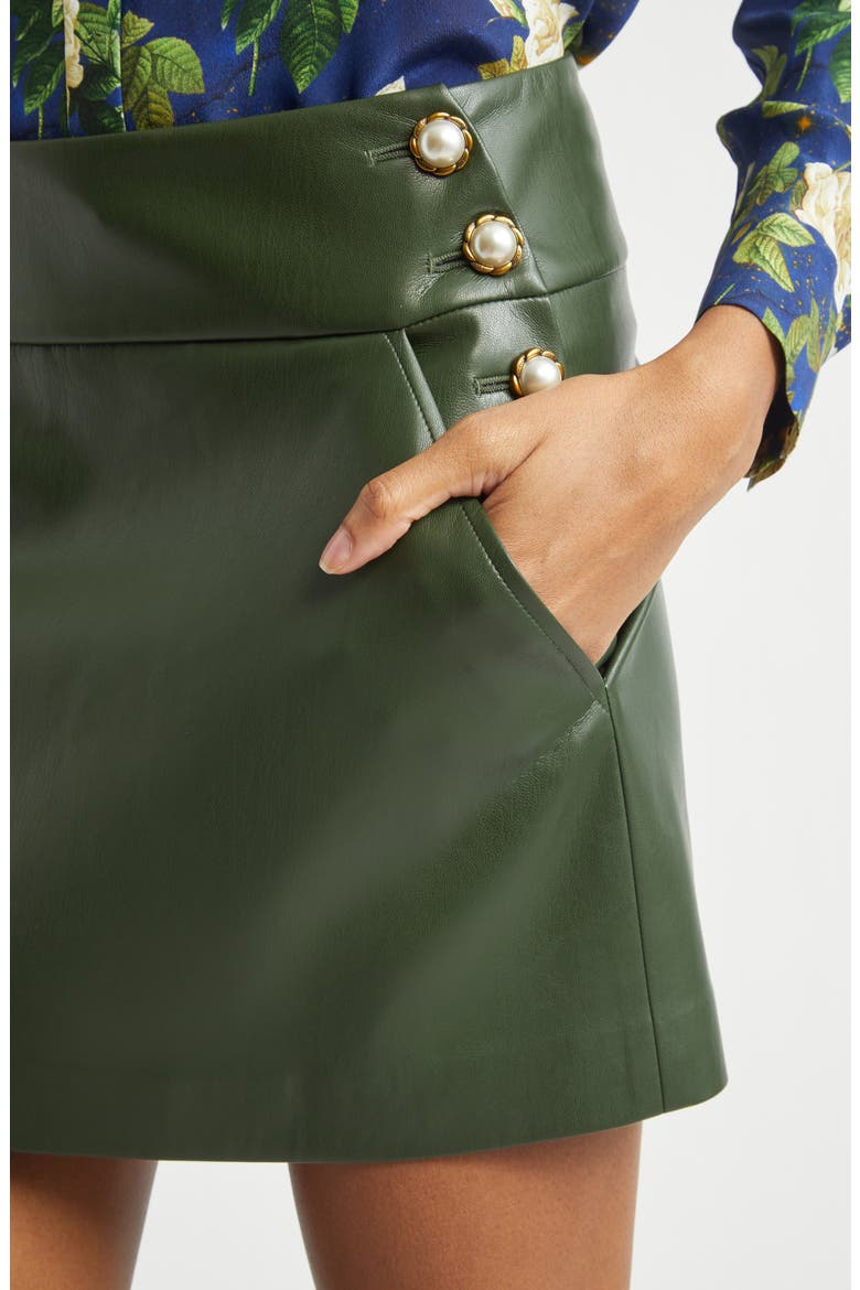 Donald Faux Leather Miniskirt, Alternate, color, DARK OLIVE