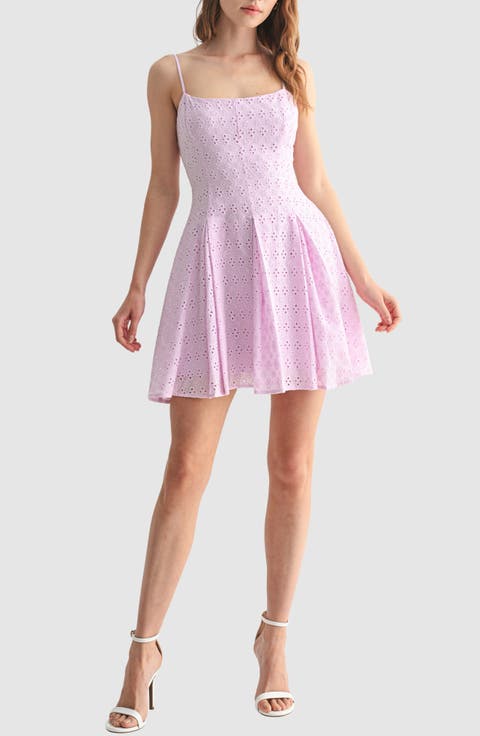 Eyelet Fit & Flare Minidress