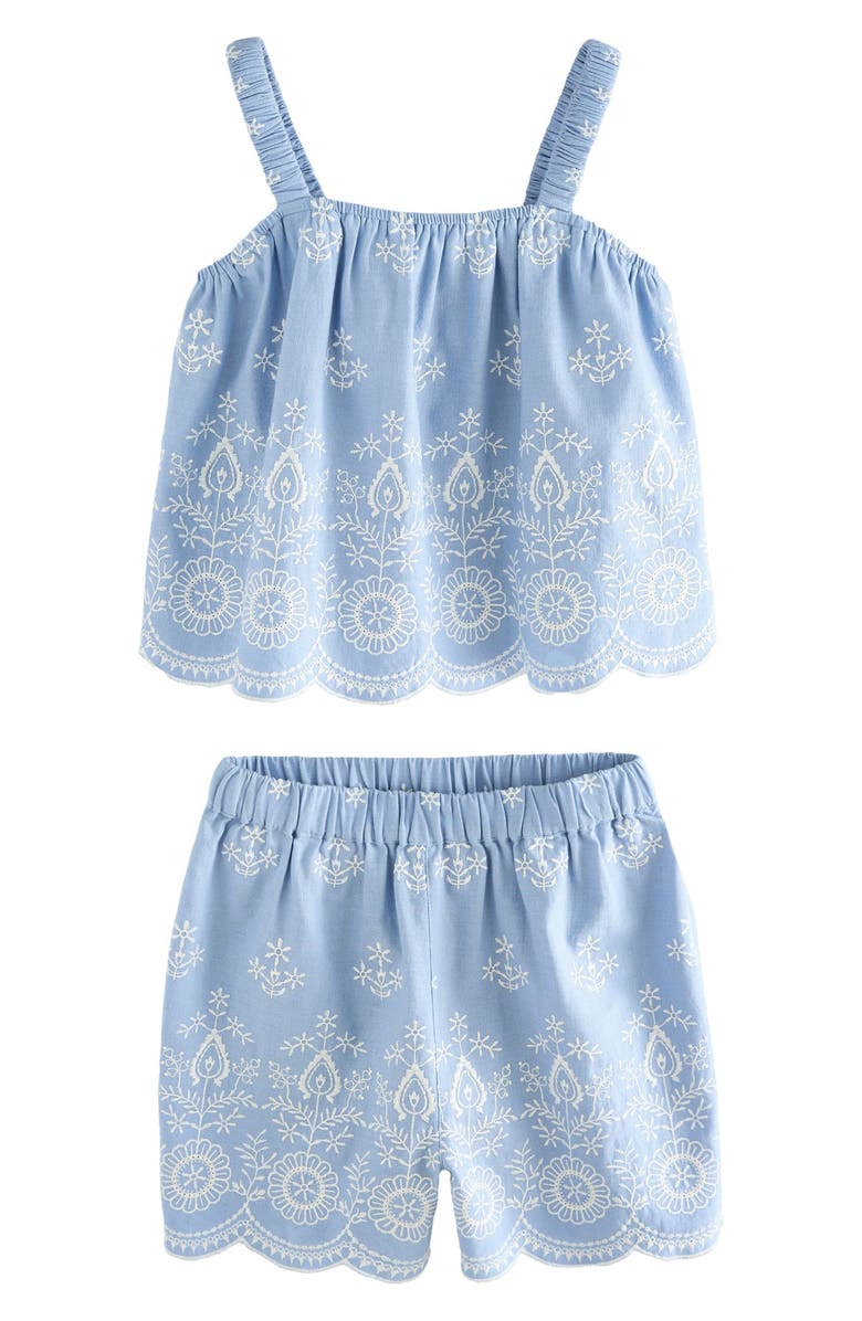 NEXT Kids' Embroidered Tank & Shorts Set, Main, color, Blue