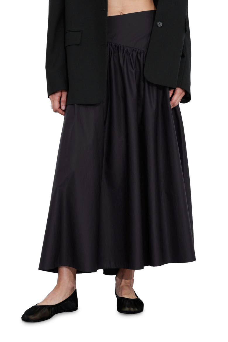 Cotton Midi Skirt, Main, color, BLACK