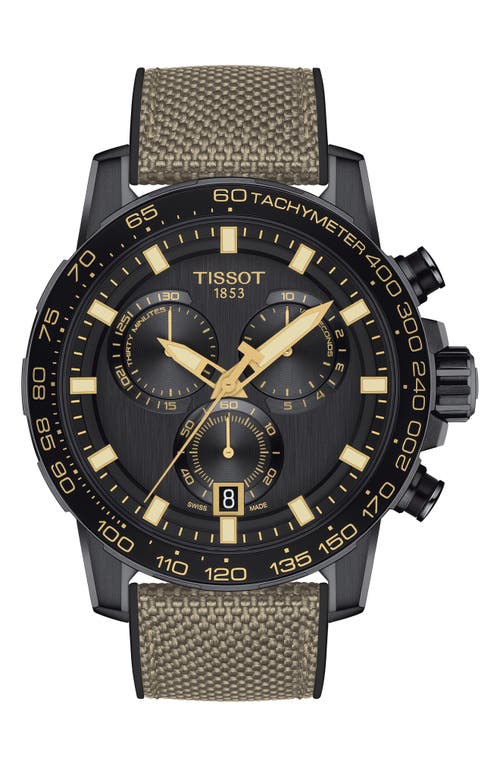 Tissot T-Sport Supersport Giro Chronograph Interchangeable Strap Watch, 45.5mm in Black/Khaki at Nordstrom